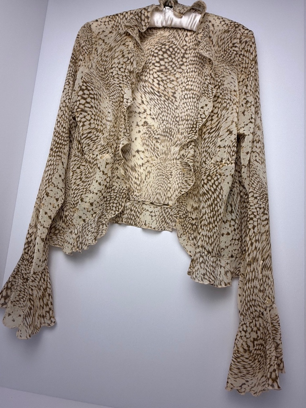 ECOTE Anthroplogie Blouse Snake Skin Print Sheer Open Blouse